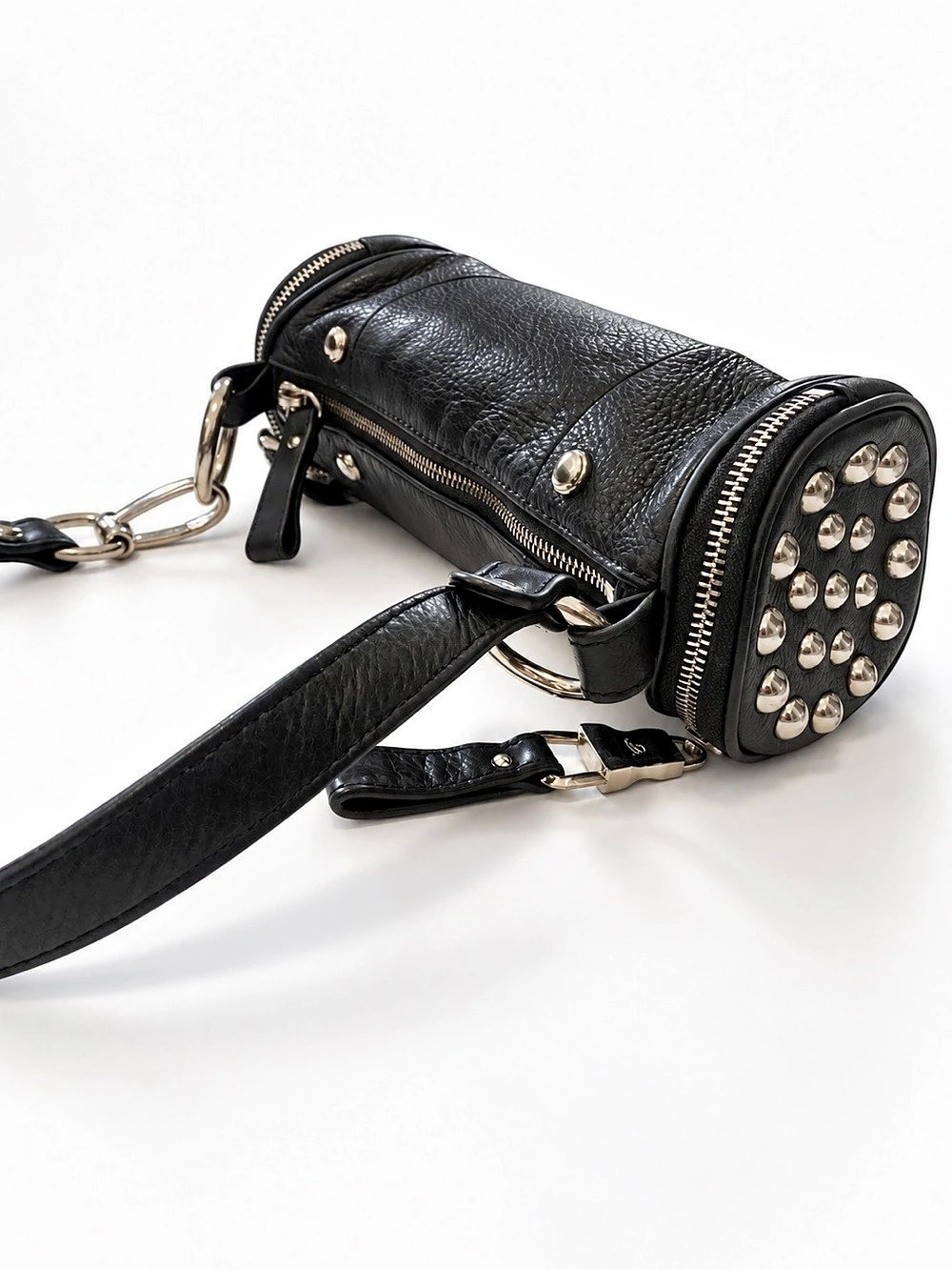 B Makowsky black Studded Leather Crossbody Bag